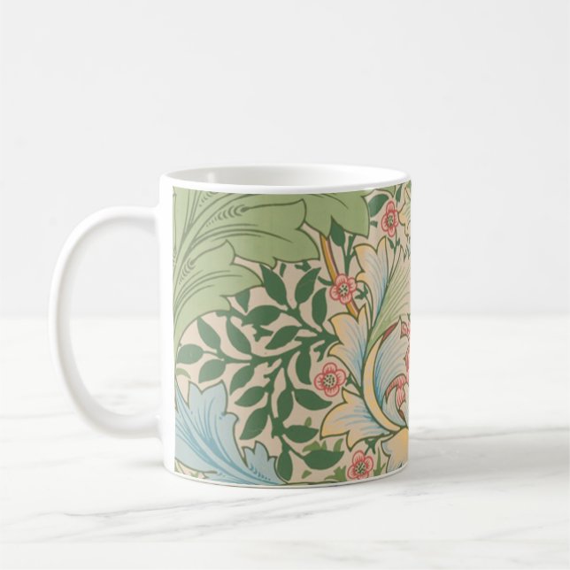 Caneca De Café William Morris Flor de Murta Floral Botânico (Esquerda)