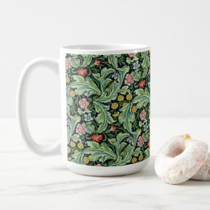 Caneca De Café William Morris Floral Flowers Carnação Rosa Verde