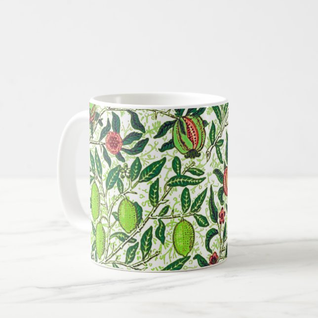 Caneca De Café William Morris Fruta Exótica, Verde limão (Frente Esquerda)