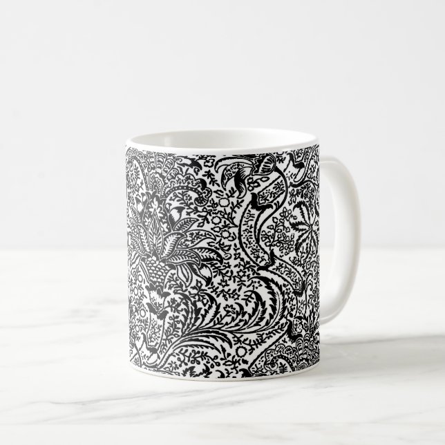 Caneca De Café William Morris Indian, White e Black (Frente Esquerda)