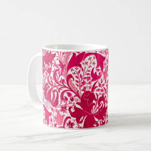 Caneca De Café William Morris Iris e Lily, Fuchsia Pink (Frente Esquerda)