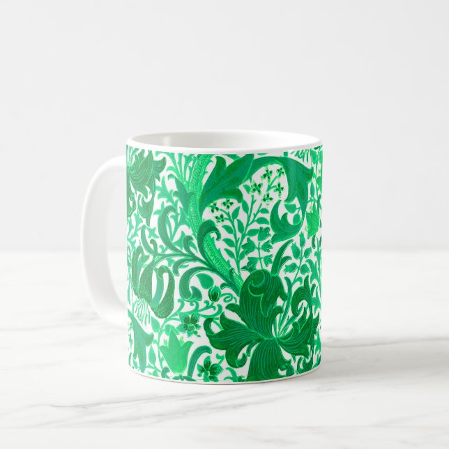 Caneca De Café William Morris Iris e Lily, Jade Green (Frente Esquerda)