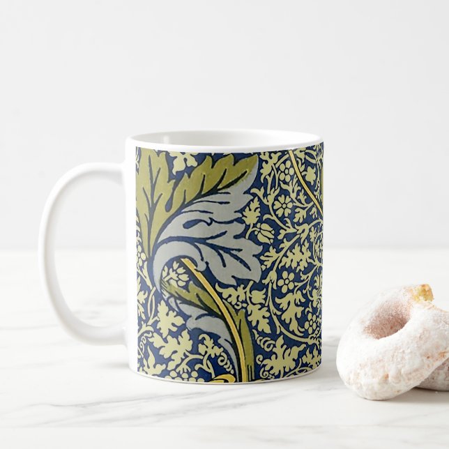 Caneca De Café William Morris Kennet Floral Wallpaper Azul (Com Donut)