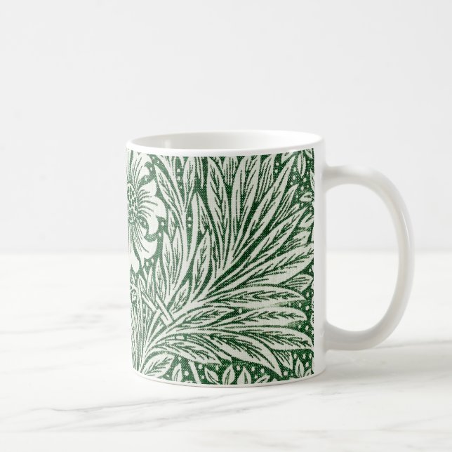 Caneca De Café william morris marigold verde floral flor (Direita)
