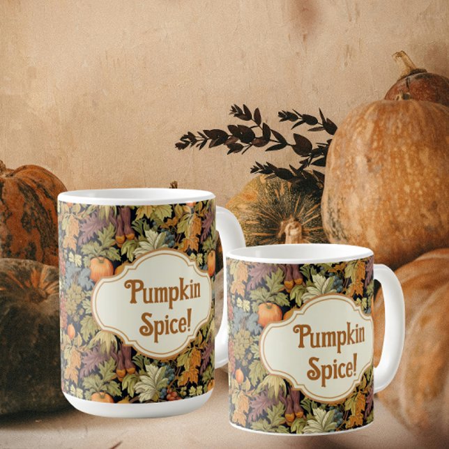 Caneca De Café William Morris Outono Abóbora Temática Personaliza (Perfect for those chilly fall days and nights!)