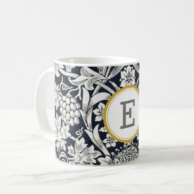 Caneca De Café William Morris PERSONALIZADO INICIAL (Frente Esquerda)