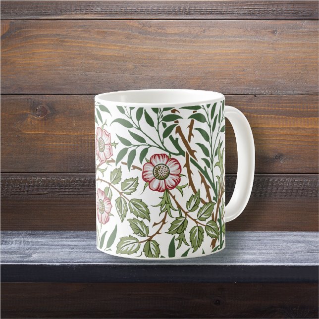 Caneca De Café William Morris Sweet Briar Rosas vermelhas Selvage (Criador carregado)