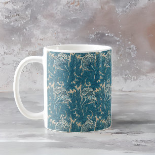 Caneca De Café William Morris Teal Tulip Pattern
