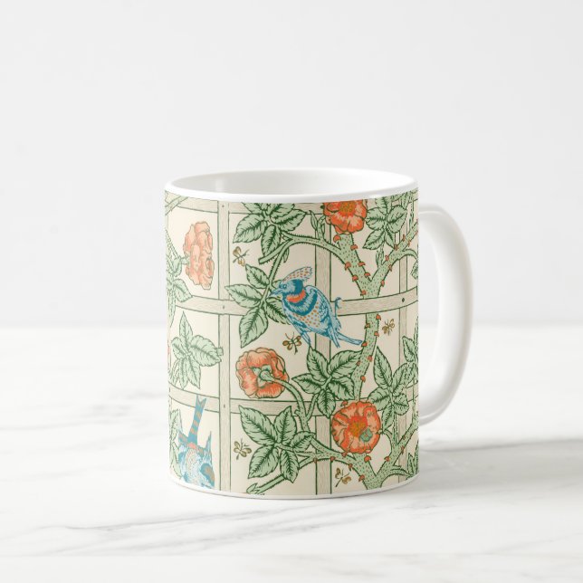 Caneca De Café William Morris Trellis Victorian Wallpaper (Frente Esquerda)