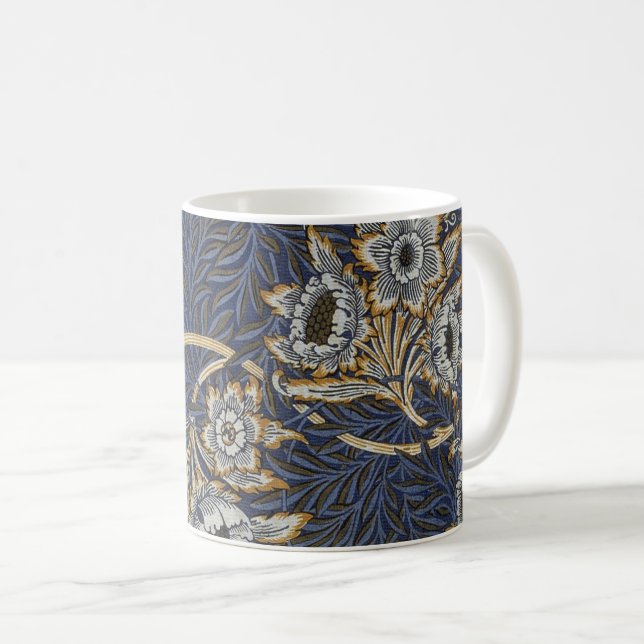 Caneca De Café William Morris Tulip Willow Blue Patterno (Frente Esquerda)