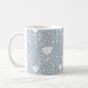 Caneca De Café William Morris Tulips em Padrão Branco