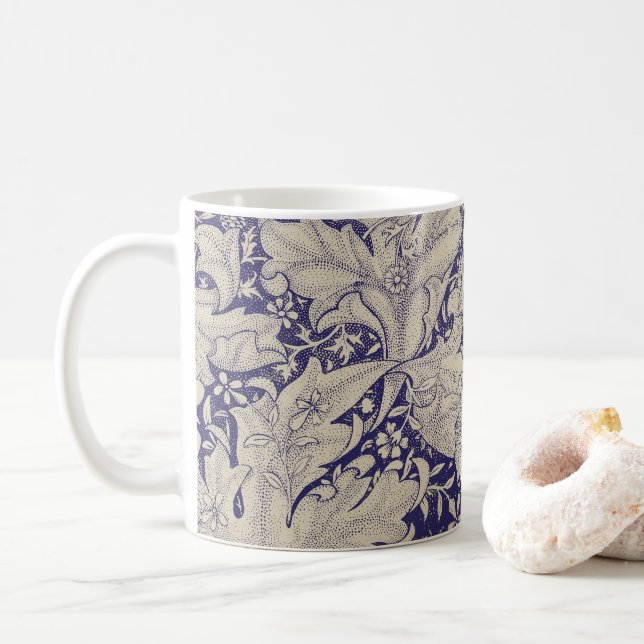 Caneca De Café William Morris Wallflower Blue damask (Com Donut)