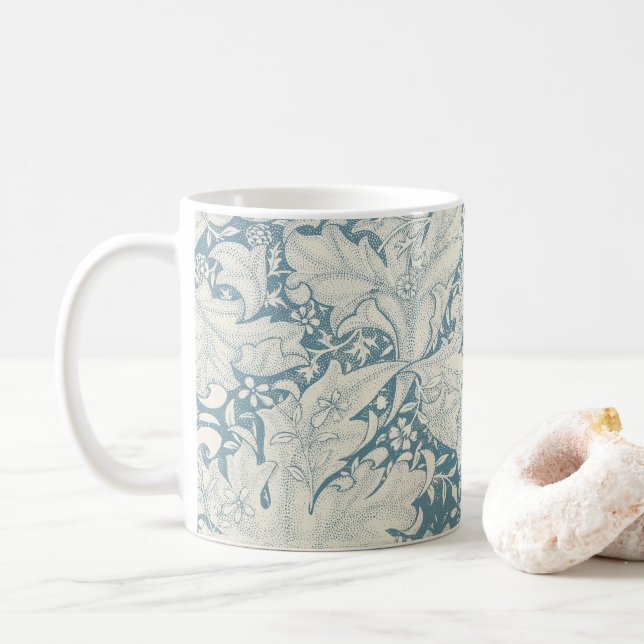 Caneca De Café William Morris Wallflower Blue damask (Com Donut)