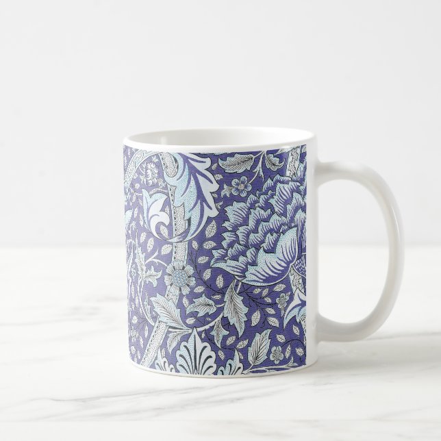 Caneca De Café William Morris Windrush flores florais azuis (Direita)