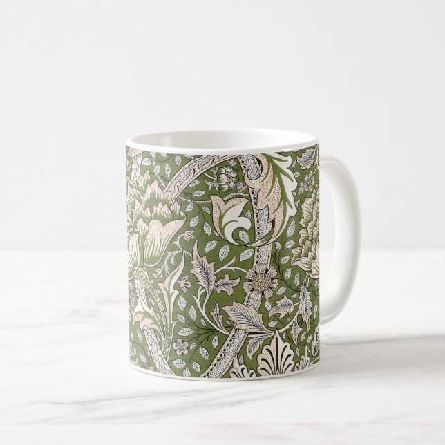 Caneca De Café William Morris Windrush flores florais clássicas (Frente Esquerda)