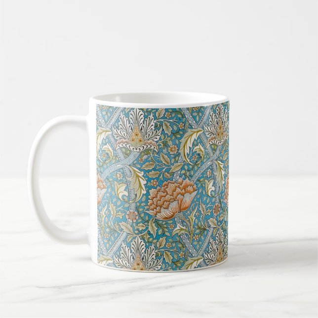 Caneca De Café William Morris Windrush Padrão Floral Azul (Esquerda)