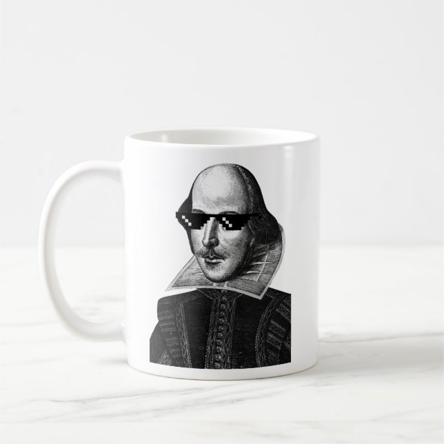Caneca De Café William Shakespeare com sunglases clássicos (Esquerda)