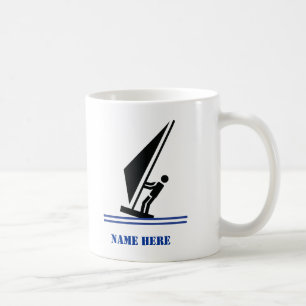 Caneca De Café Windsurfer em preto conselho, personalizado de nav