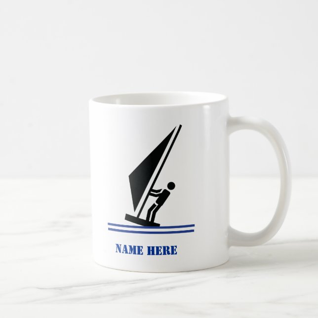 Caneca De Café Windsurfer em preto conselho, personalizado de nav (Direita)