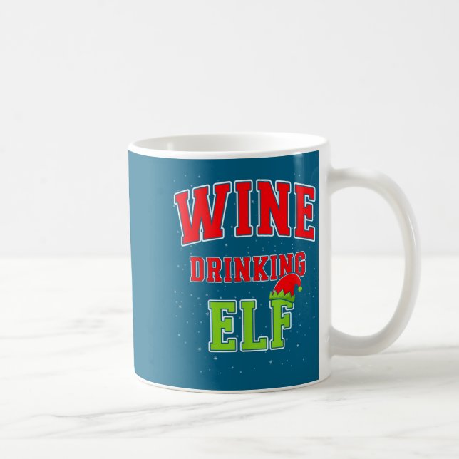 Caneca De Café Wine Drinking Elf Christmas Family Matching Group  (Direita)
