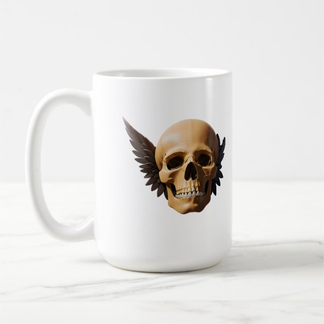 Caneca De Café Winged Skull Symbolizing Mortality and Freedom (Esquerda)