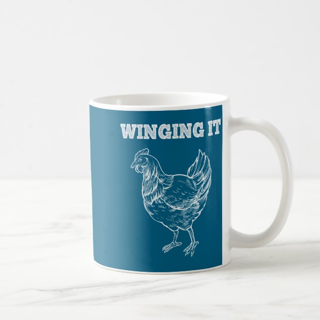 Caneca De Café Winging It Funny Chicken Wings Lovers Quote  (Direita)
