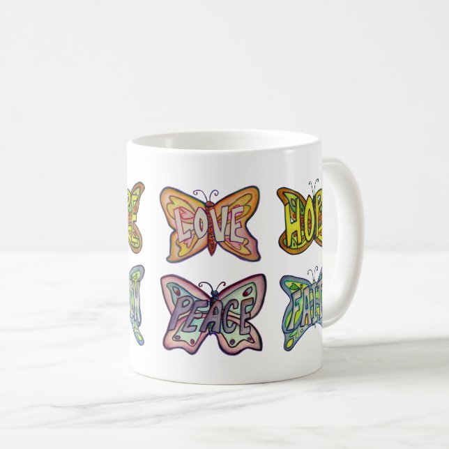 Caneca De Café Wings Butterfly Art Inspiron Coffee Cup (Frente Esquerda)