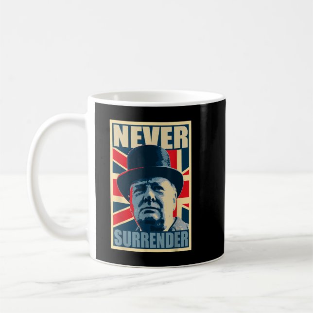 Caneca De Café Winston Churchill Nunca Rende A Bandeira Britânica (Esquerda)