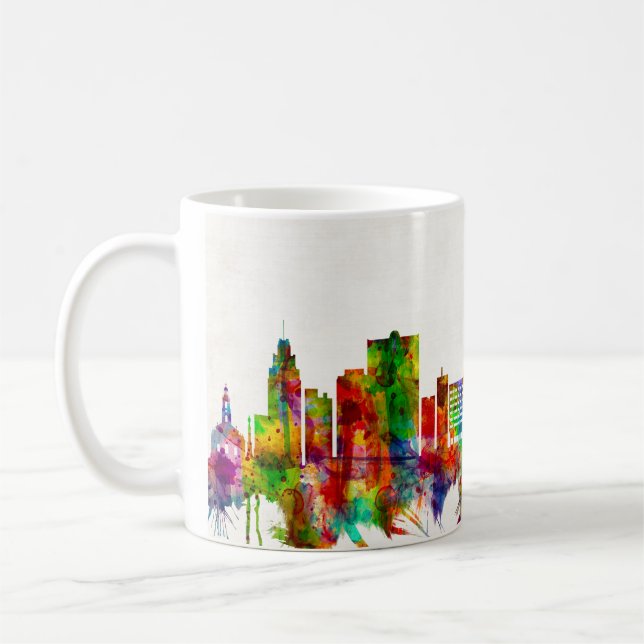 Caneca De Café Winston-Salem North Carolina Skyline (Esquerda)