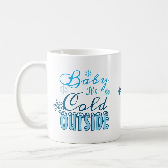 Caneca De Café  Winter Baby It's Cold Outside Blue Holidays Gift  (Esquerda)