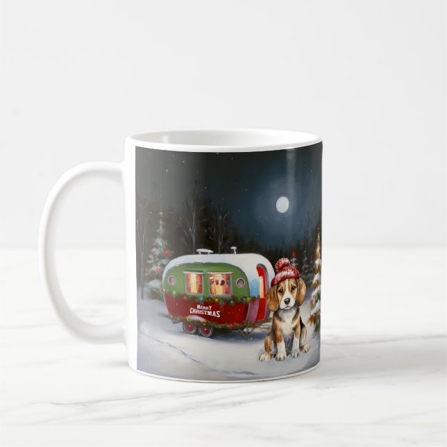 Caneca De Café Winter Beagle Caravan Christmas Adventure (Esquerda)