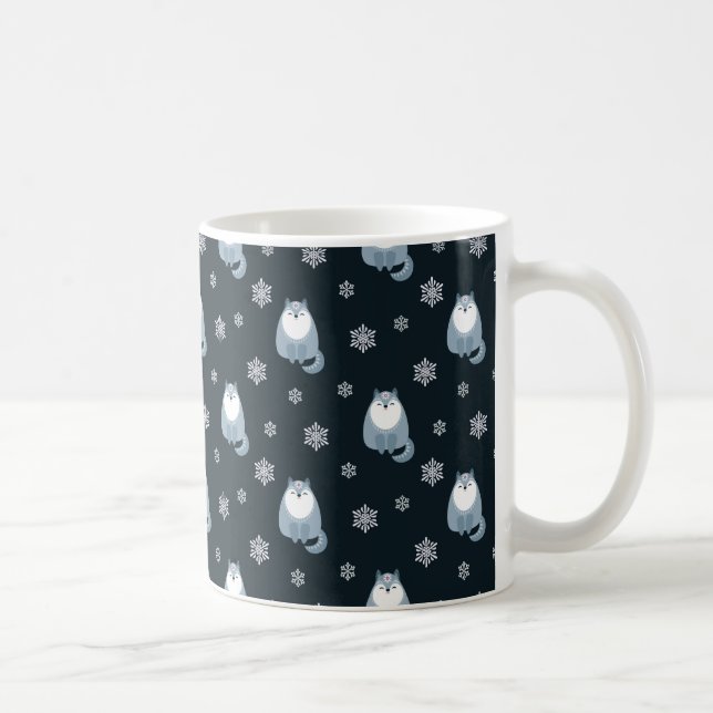 CANECA DE CAFÉ WINTER BLUE & WHITE HOLIDAY WOLVES (Direita)