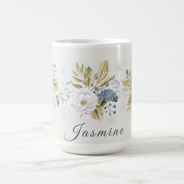 Caneca De Café Winter Botanical White Rose & Blueberry (Centro)