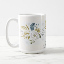 Caneca De Café Winter Botanical White Rose & Blueberry