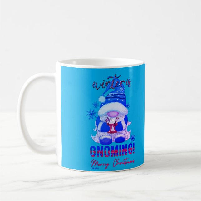 Caneca De Café WINTER ESTÁ A PASSAR Gnomo de natal engraçado (Esquerda)