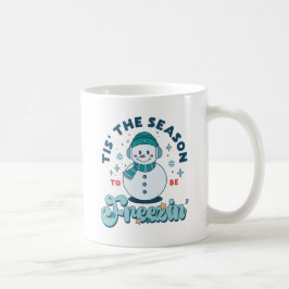 Caneca De Café Winter Esta É A Época De Freezin Teal Snowman