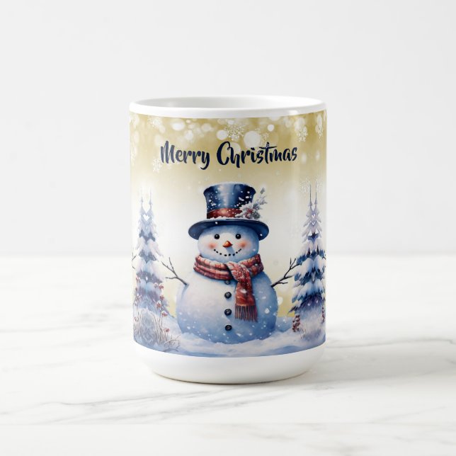 Caneca De Café Winter Forest Snowman Natal | DOURADO (Centro)