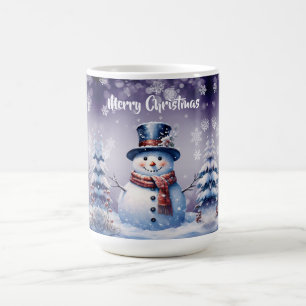 Caneca De Café Winter Forest Snowman Natal Roxa