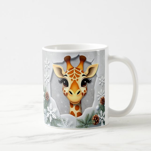 Caneca De Café Winter Giraffe Mug Wrap 3D design (Direita)