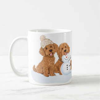 Caneca De Café Winter Goldendoodle Dog Cute Snowman