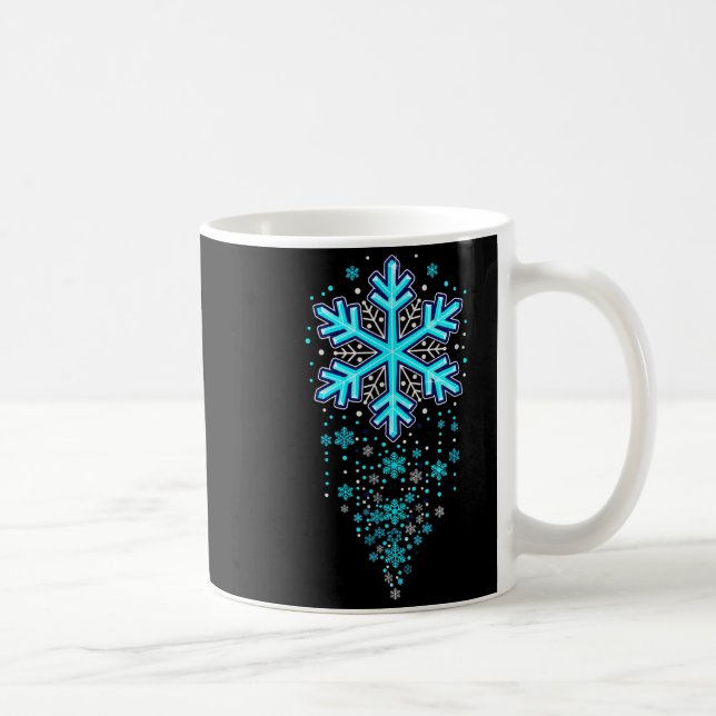 Caneca De Café Winter Holiday Apparel - Blue Snowflake Cascade, I (Direita)