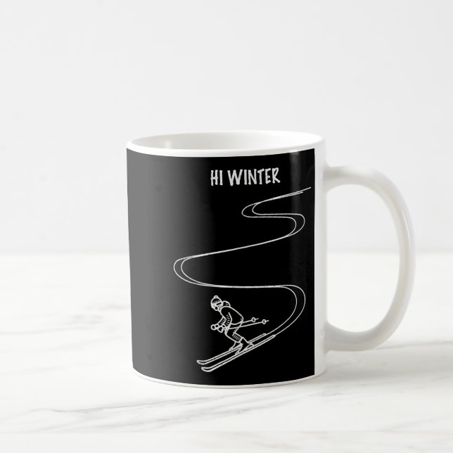 Caneca De Café Winter Holiday Ski Line Art Christmas X-mas Skiing (Direita)