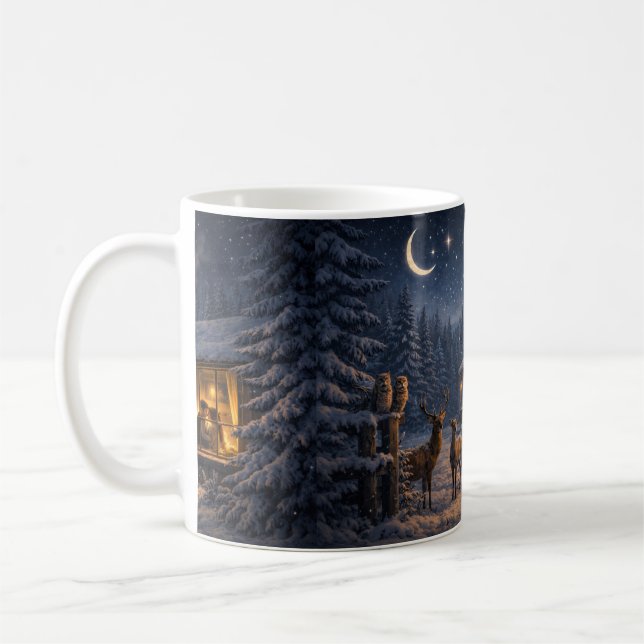 Caneca De Café Winter Night Love Cabin – Peaceful  (Esquerda)