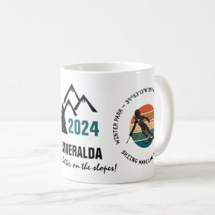 Caneca De Café Winter Park, Colorado - Woman Skier, Black Text