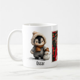 Caneca De Café Winter Penguin with Snowman Design
