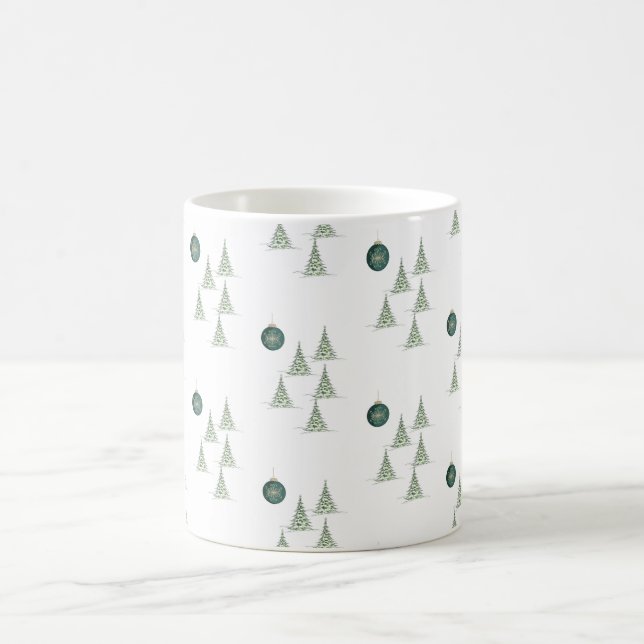 Caneca De Café Winter Pines Gift Wrap (Centro)