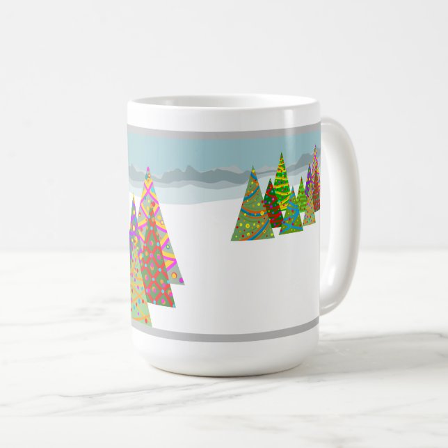 Caneca De Café Winter scene with xmas trees (Frente Esquerda)