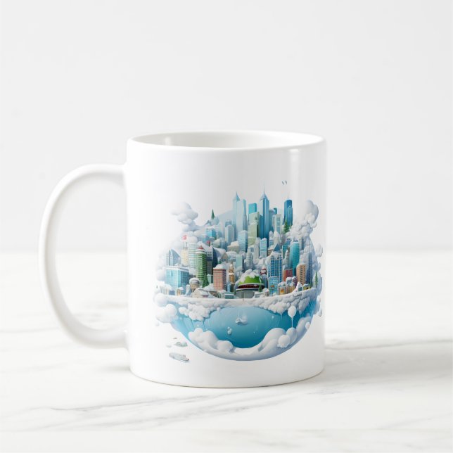 Caneca De Café Winter Snow Globe City (Esquerda)