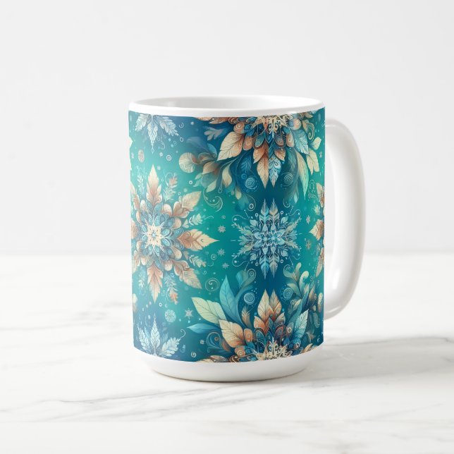 Caneca De Café Winter Snowflakes  (Frente Esquerda)