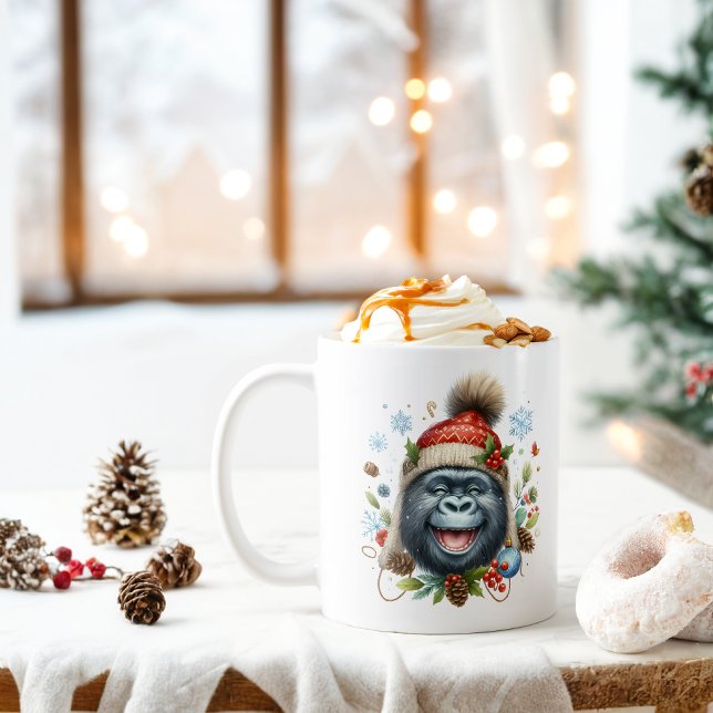 Caneca De Café Winter Vibes Happy Gorilla - (Criador carregado)